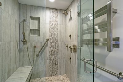Finished Shower with Modern Fixtures